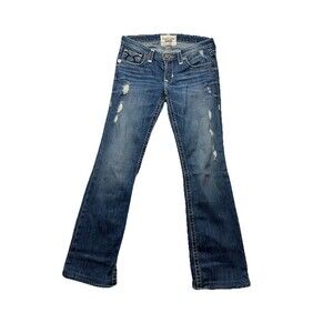 Big Star Women's Liv Boot Jeans Size 29L Embroidered Low Rise Dark Wash Western